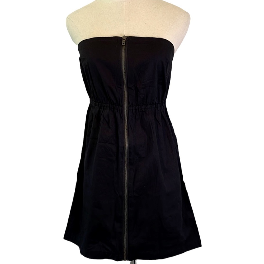 Silence + Noise Black Zip Front Strapless Summer Dress